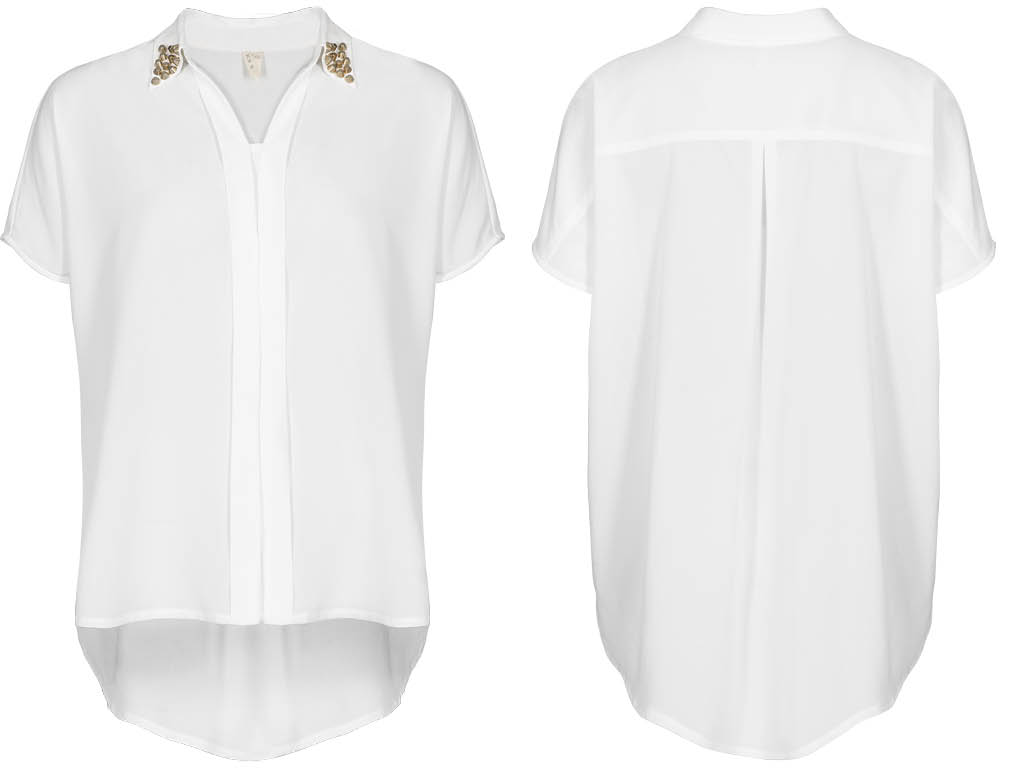 Bianca shirt, White shirt with brass studded collar